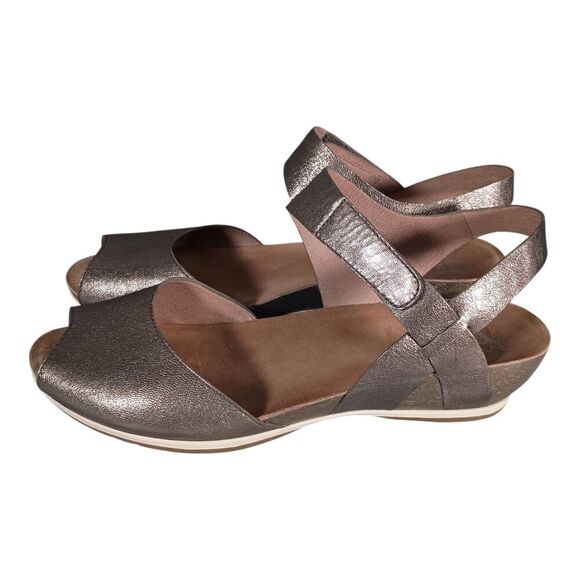 Dansko Vera Sandal Pewter Metalic Leather Open Toe Ankle Strap 42/US 11.5 - 12 - Picture 7 of 10
